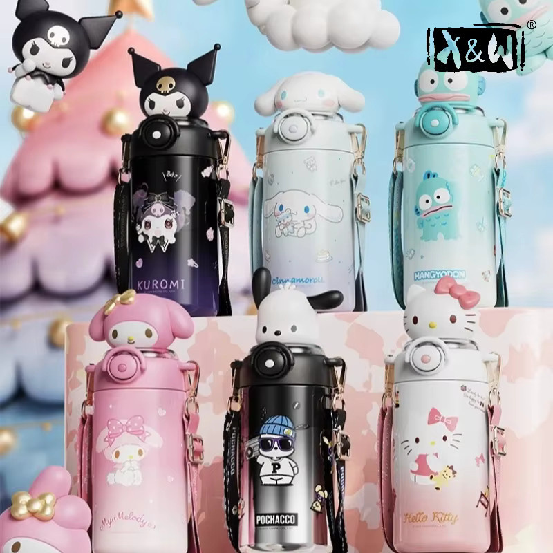 XW Sanrio-Serie Thermosbecher mit Pop-Up-Strohhalm und Trageseil, 600 ml - Bild 1