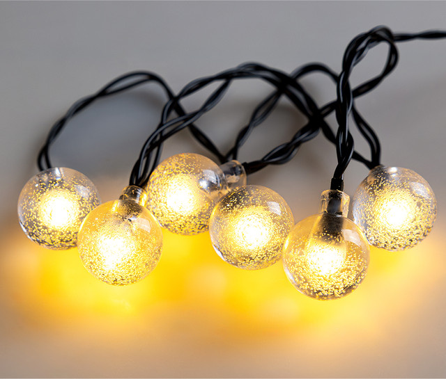 I-Glow Maxi-LED-Lichterkette mit warmweißen Kugelleuchten, batteriebetrieben, transparent - Bild 1