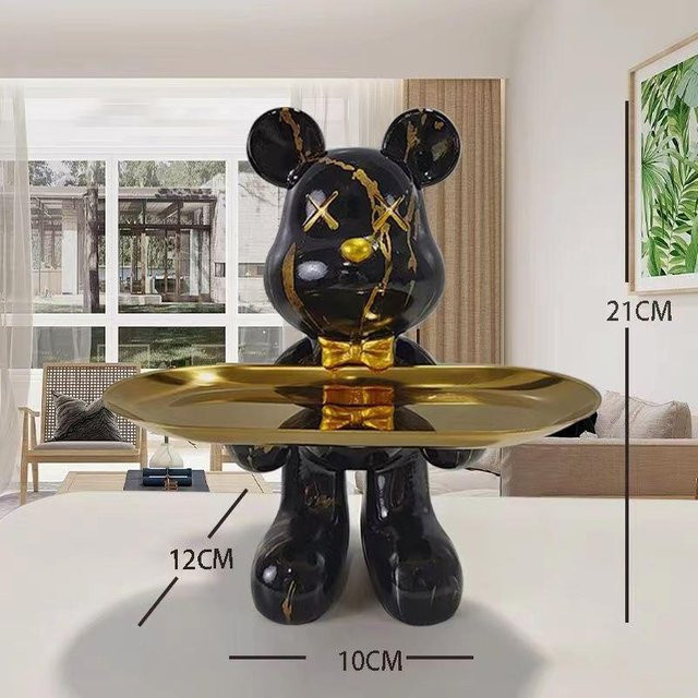 Yiran Furniture Graffiti Bär Ornament Figur aus Harz, Moderne Tier Statue zur Dekoration, Höhe: 21 cm - Bild 1