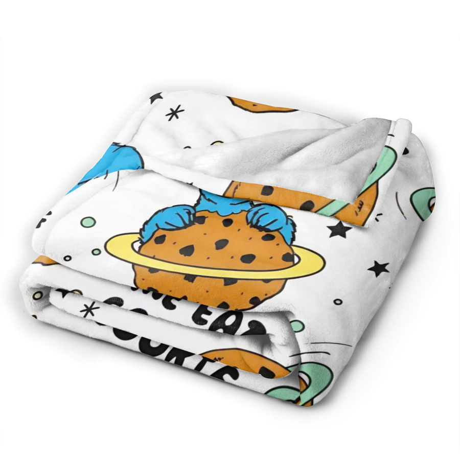 Potdemiel Plüsch-Decke Cookie Monster in Weiß, weiche Flanell-Tagesdecke aus Polyester für Erwachsene - Bild 2