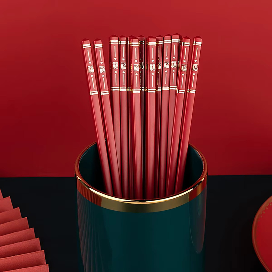 5 Paar rutschfeste Essstäbchen von AJOYOUS in Schwarz und Rot für Zuhause und Gastronomie - Bild 2