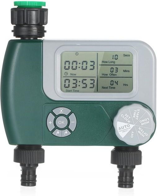 TOMTOP JMS Programmierbarer digitaler Schlauch-Wasserhahn-Timer mit Display, batteriebetriebenes automatisches Bewässerungssystem für den Außenbereich mit US-Wasserhahnanschluss - Bild 1