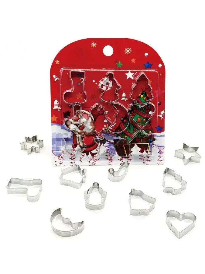 Galavilly Weihnachts-Ausstechformen aus Edelstahl in Silber, 6 Stück für Weihnachtsgebäck wie Baum, Stern, Schneeflocke, Glocke, Schneemann und Liebeshaus - Bild 3