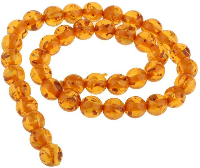 Perlenstrang synthetischer Bernstein, rund, orange, 39,1 cm - Bild 1