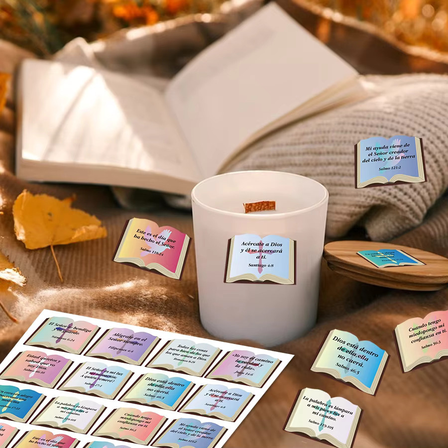 200 Stück spanische Bibelvers-Aufkleber mit inspirierenden Sprüchen in Multicolor für Bastelarbeiten und Geschenke - Bild 4