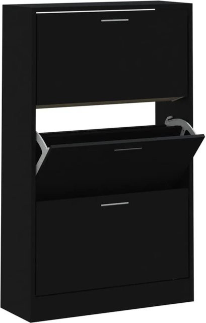 vidaXL Schuhschrank Schwarz Matt, Wandmontierter Schuhschrank mit Klappen, B/T/H: 63 x 24 x 103 cm - Bild 1