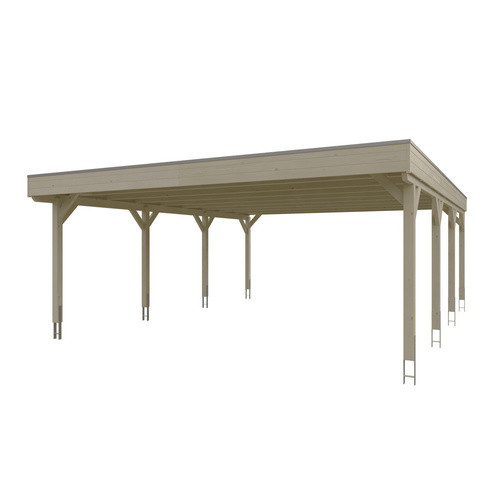Skan Holz Carport Grunewald aus Fichte mit Aluminiumdach in Beige, B/T: 622 x 796 cm, Höhe: 255 cm - Bild 3