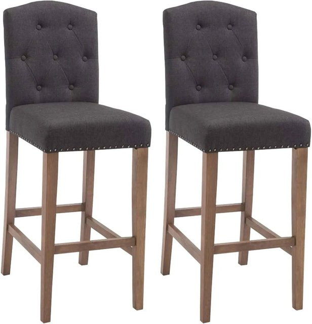 DELUKE 2er Set Barhocker LIKEL aus Stoff in Dunkelgrau und Braun, moderne Barstühle mit Lehne, B/T/H: 42 x 57 x 113 cm - Bild 1