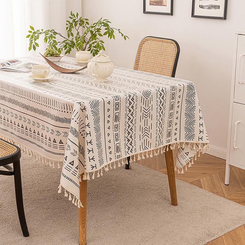 Böhmische Tischdecke von A Family Of Home Textiles aus Baumwolle und Polyester, beige, gestreift, wasserabweisend und fleckenabweisend, B/T: 90 x 90 cm - Bild 1