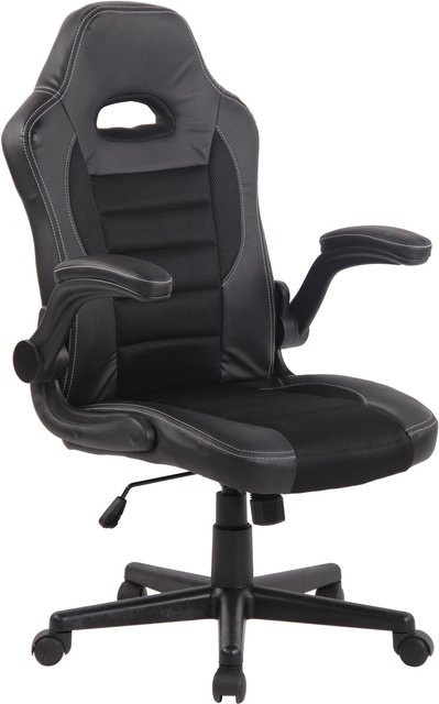 TPFLiving Bürostuhl Jonas in Schwarz aus Kunstleder mit Armlehnen und Rollen, B/T/H: 66,0 x 60,0 x 128,0 cm - Bild 1
