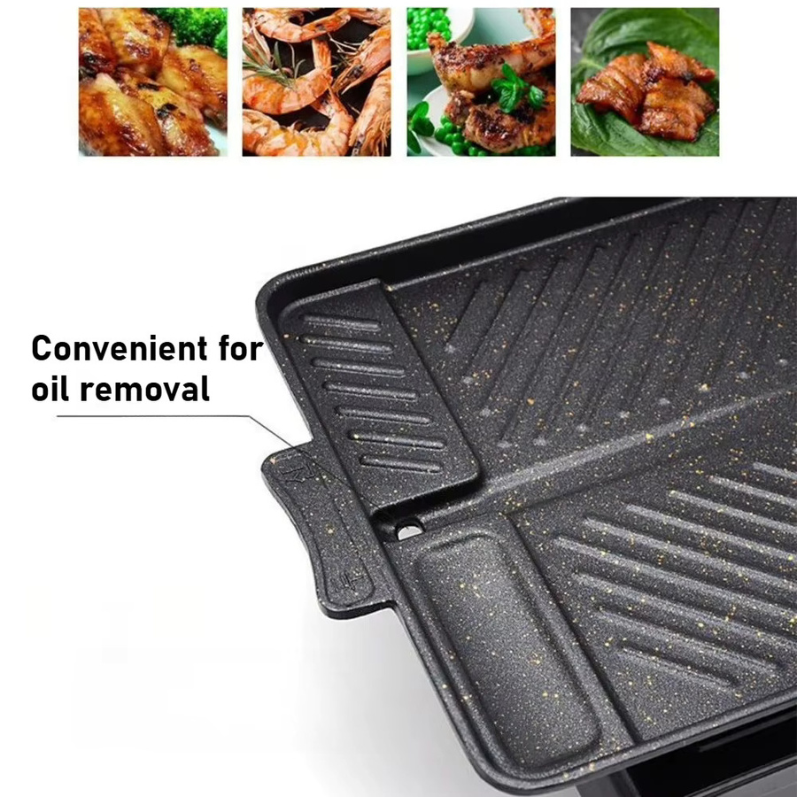 FEB.WIND Antihaftbeschichtete Grillpfanne im koreanischen Stil aus Keramik, rechteckige Bratpfanne in Schwarz - Bild 2