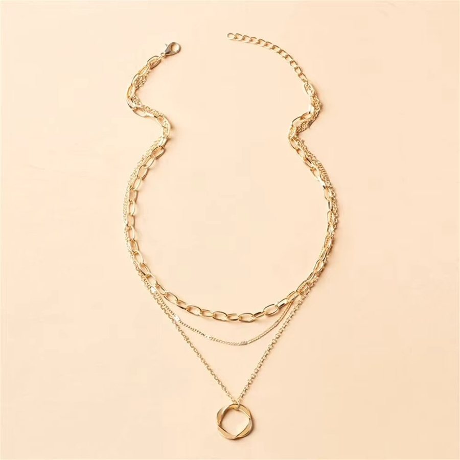 SUMENG Halskette, Gold, Multi Layered, Kreis Anhänger, Vintage, Damen - Bild 2