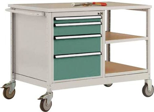 Manuflex MW2001.0001 Werkbank Mobil aus Stahl und Holz in Grau und Grün, B/T/H: 113,5 x 78,0 x 59,0 cm - Bild 1