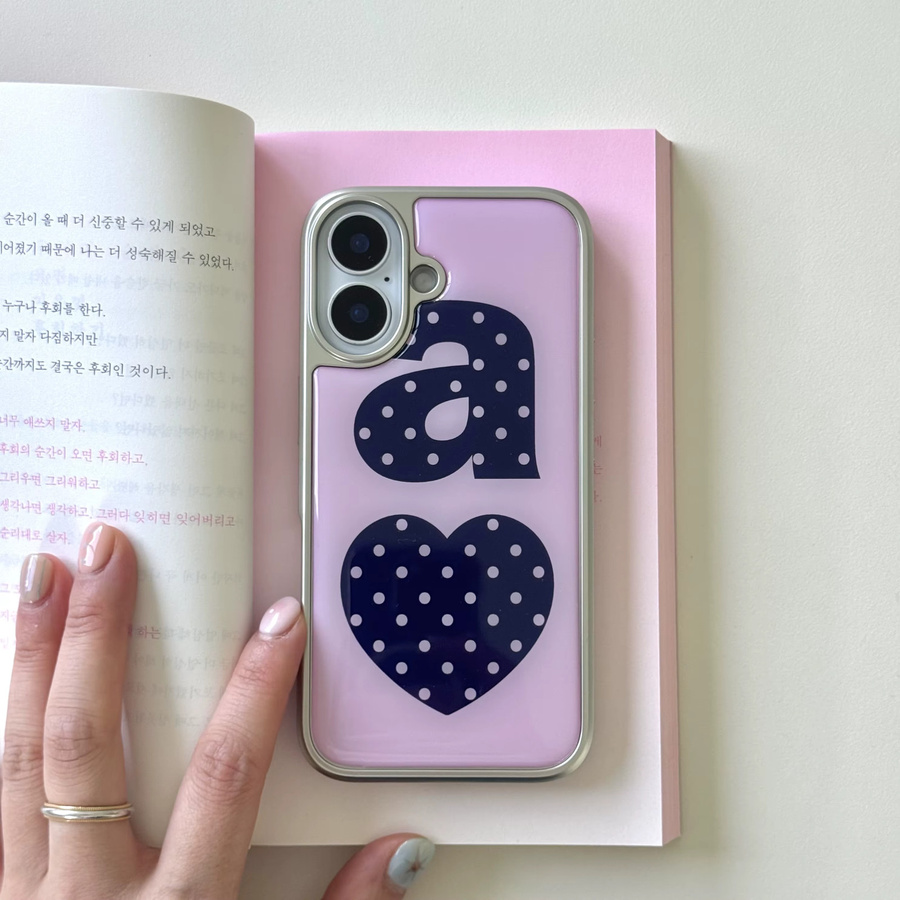 Clmj NAVY DOTTY LOVE Handyhülle für iPhone 11 bis iPhone 17 Pro Max in Pink mit transparenter Rückseite - Bild 1