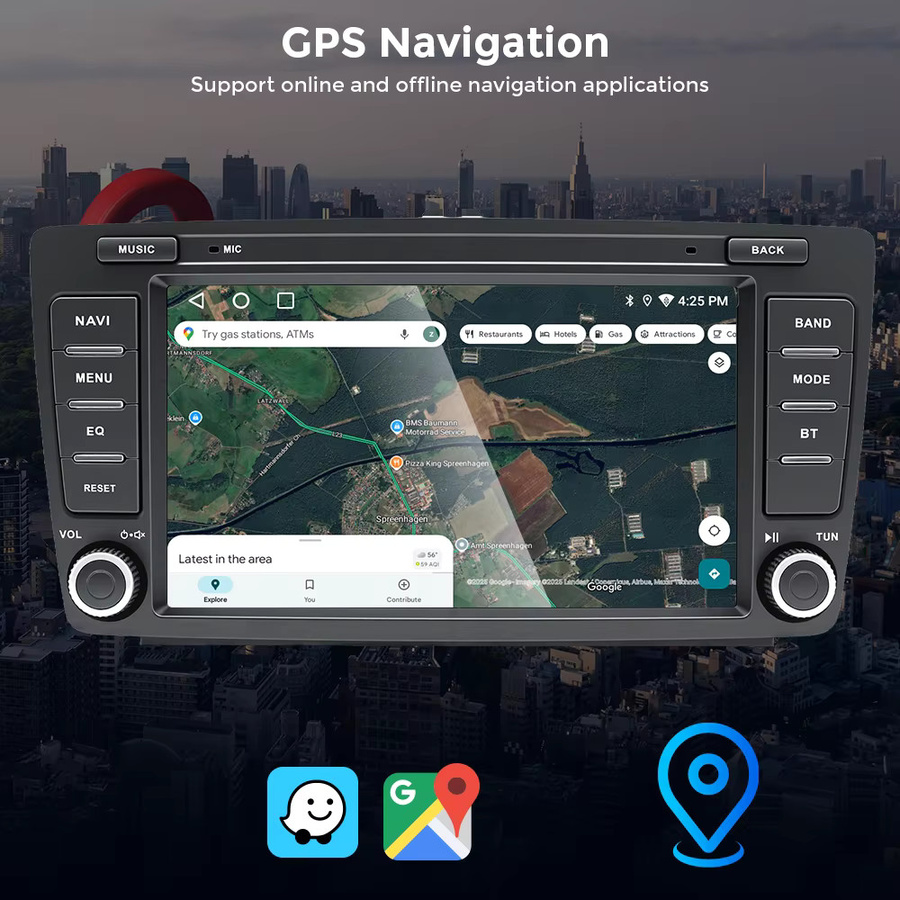 GEARELEC Android 14 Autoradio für Skoda Octavia 2004-2013 mit Carplay, Android Auto, GPS, Bluetooth und WIFI in Schwarz - Bild 4