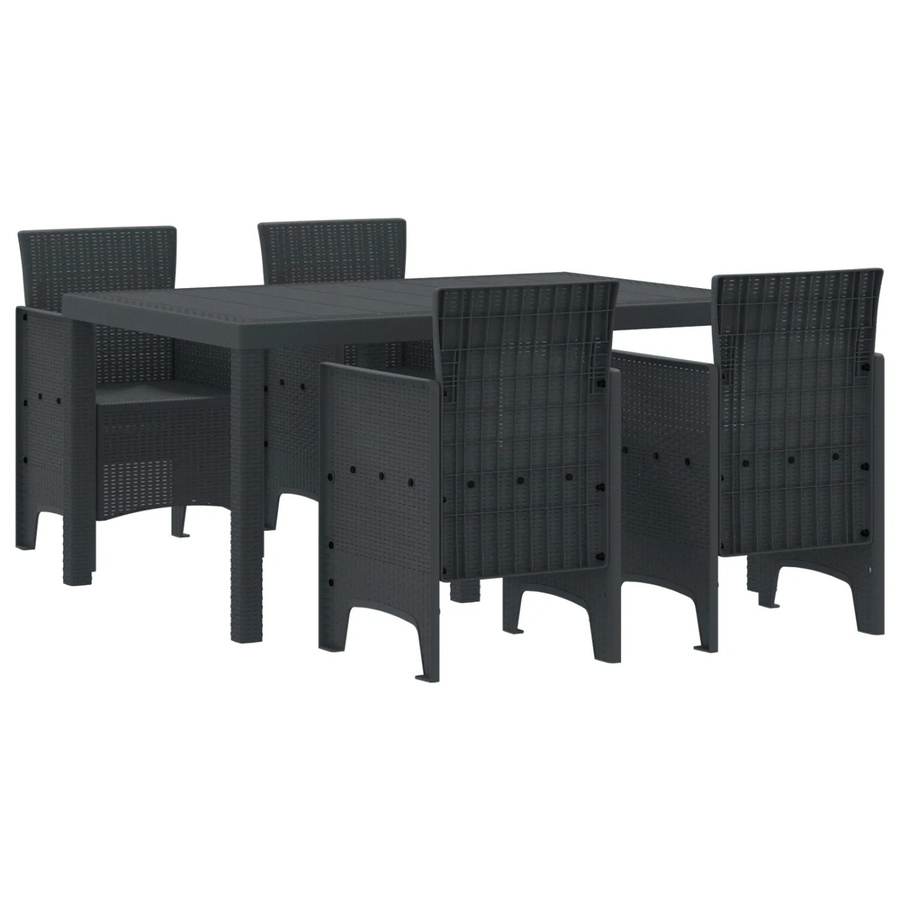 vidaXL 5-teilige Garten Essgarnitur aus Poly Rattan in Anthrazit für Terrasse und Balkon - Bild 2