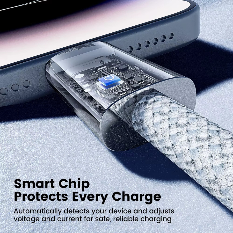 Toocki 27W USB-C auf Lightning Schnellladekabel mit Zinklegierung für iPhone und iPad, Farbe: Weiß - Bild 3