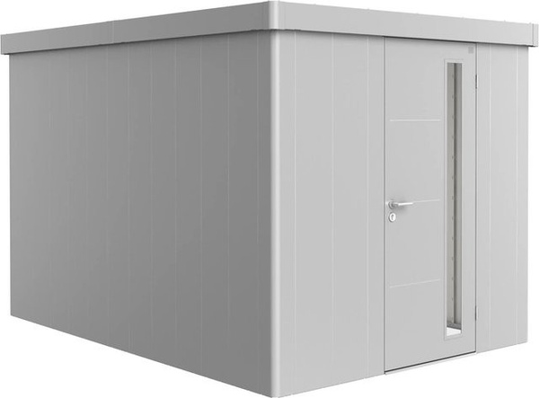 Biohort Gerätehaus Neo mit Standardtüre in Silber Metallic aus Metall mit Flachdach, B/T: 236 x 348 cm