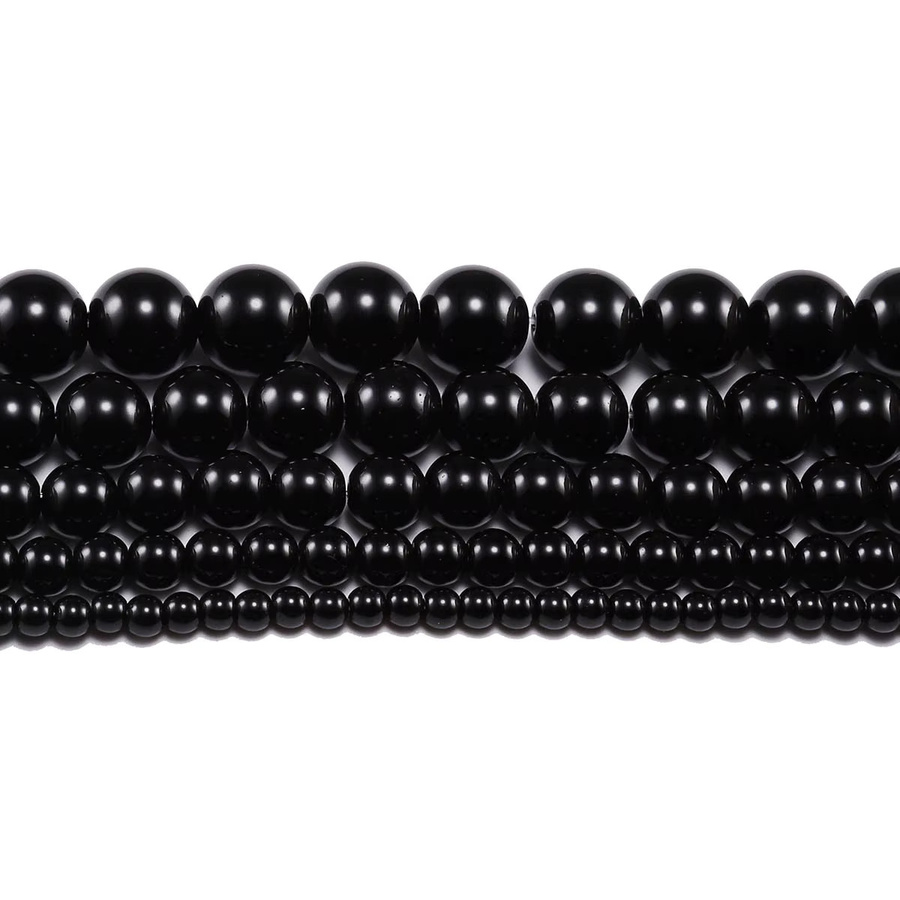 Schwarze Achat Natursteinperlen, Onyx, rund, 6-12 mm, Unisex - Bild 6