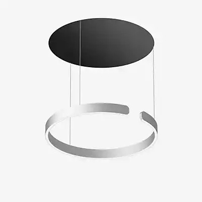 Occhio Mito Sospeso 60 Variabel Up Pendelleuchte LED mit silber mattem Kopf und schwarzem Baldachin - Bild 1