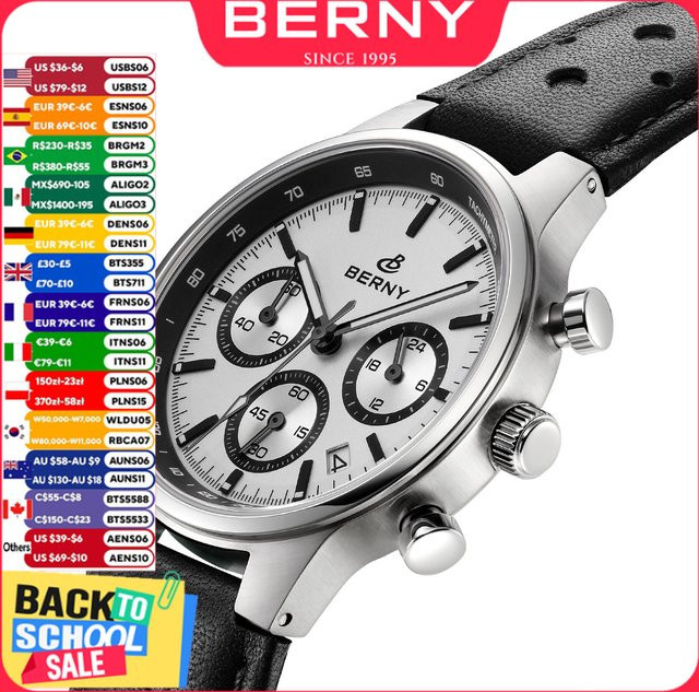 BERNY Chronograph, Quarz, Edelstahl, Saphirglas, Tachymeter, Herren - Bild 1