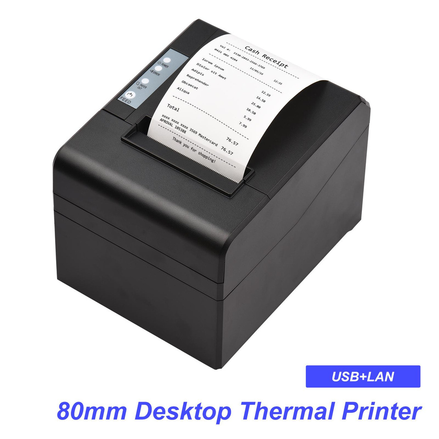 Aimo Thermo-Belegdrucker AU-2 in Schwarz mit USB- und LAN-Anschluss, 80 mm Thermodirektdruck für den Desktop mit 300 mm/s Druckgeschwindigkeit - Bild 9