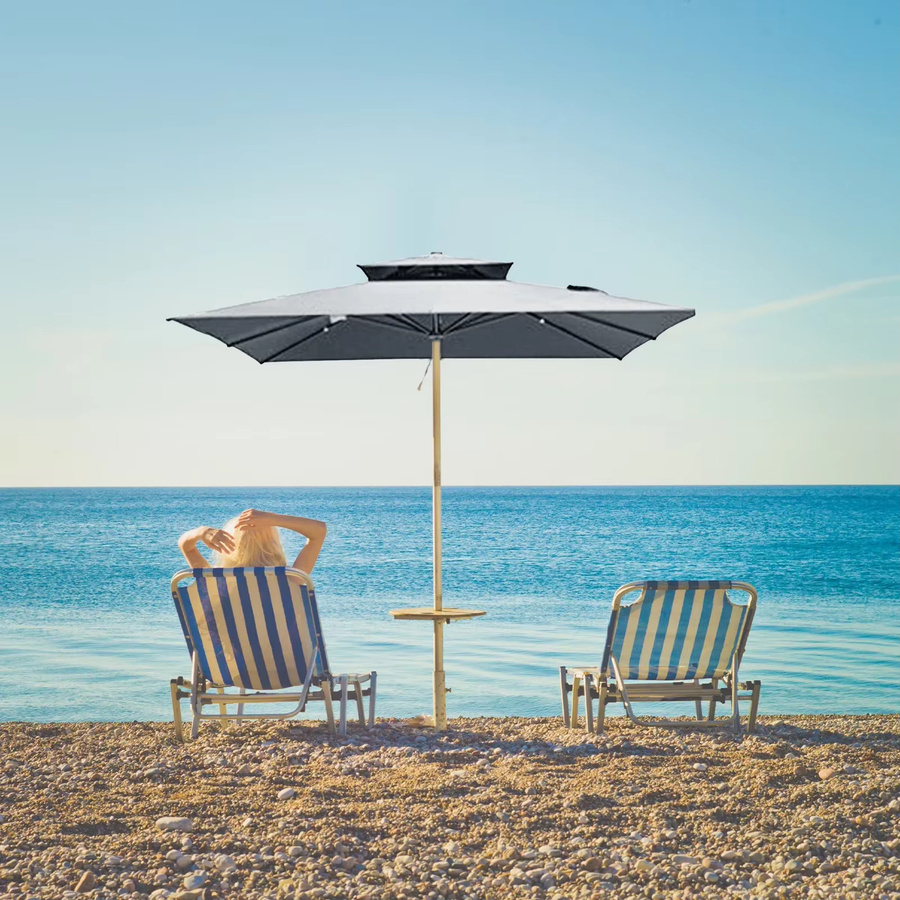 Ersatz-Regenschirmoberfläche aus Polyester für Double Top Outdoor-Sonnenschirm und römische Regenschirme, Grau, Breite: 2,9 m, Breite: 2,9 m - Bild 4