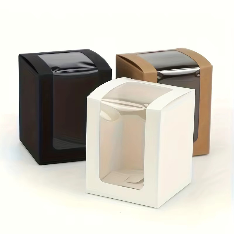 Set mit 16 Kraftpapier-Geschenkboxen mit transparenten Fenstern in Weiß für Hochzeiten und Geschenke - Bild 2
