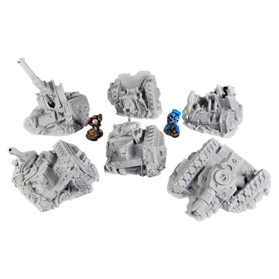 HENGSHI Panzerfahrzeug, 3D-gedrucktes Modell, Miniatur einer Artillerie-Gefechtsfahrzeug-Ruine, Taktische Geländeszenen-Dekoration - Bild 2