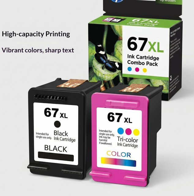 HP 67XL Tintenpatronen Kombipackung Multicolor für Inkjet Drucker kompatibel mit Deskjet 2755e 2700 2855e 4155e 4100 und Envy 6055 6055e - Bild 1