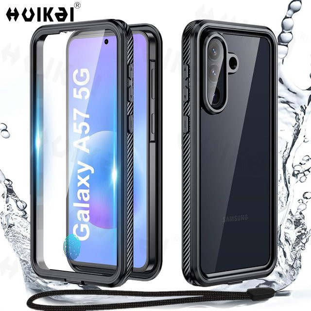 Huikai Wasserdichte Schutzhülle für Samsung Galaxy A57 5G A37 A56 A36, IP68 stoßfest und staubdicht, Farbe: Schwarz - Bild 1
