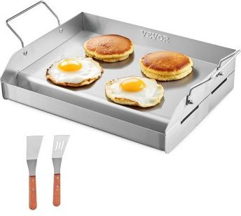 VEVOR Grillplatte aus Edelstahl für Gasgrill und Teppyakaki, rechteckige Grillpfanne mit Griff, B/T: 42,5 x 27 cm - Bild 1
