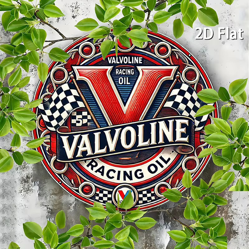 Valvoline Racing Oil Metall-Blechschild mit karierter Flagge und rotem V-Logo in Rot und Multicolour, Durchmesser: 20 cm - Bild 6