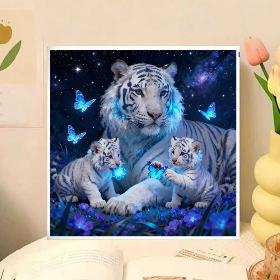 Huacan 5D Diamantmalerei Set mit Tiger und Schmetterling als Mosaik-Strassbild in Mehrfarbig - Bild 3