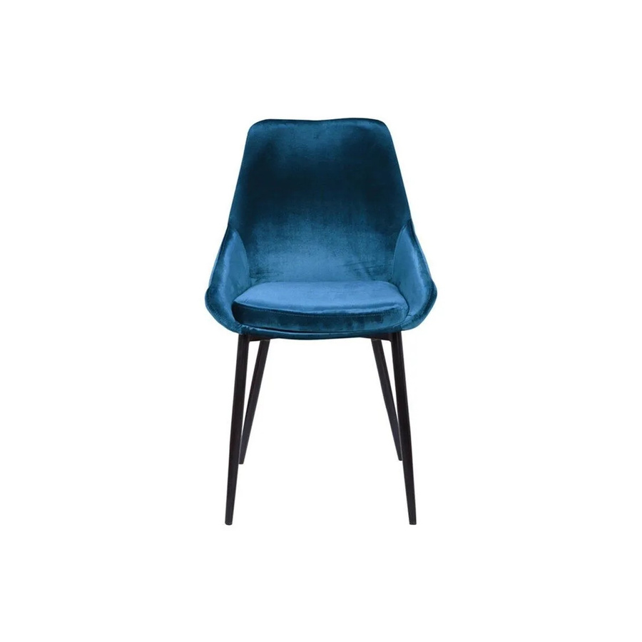 Vente-unique Stuhl Masurie in Marineblau aus Samt mit Metallgestell, Breite: 49 cm - Bild 2