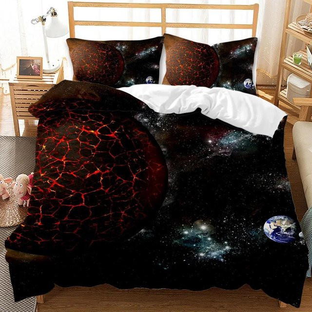 Your Warm Home Bettwäsche-Set Planet Universum mit Sternenhimmel und Sonnensystem, Farbe: Schwarz, Material: Polyester, B/H: 135 x 200 cm, 2 Kissenbezüge: 50 x 70 cm - Bild 1