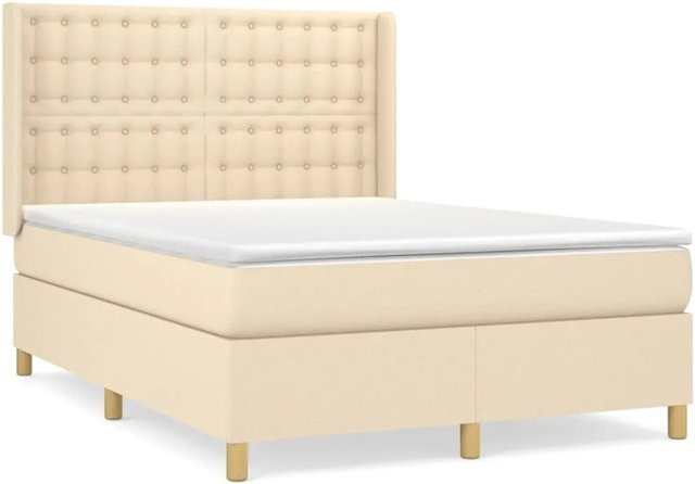 vidaXL Boxspringbett mit Matratze Hybrid-Design in Creme, B/T: 140 x 200 cm - Bild 1