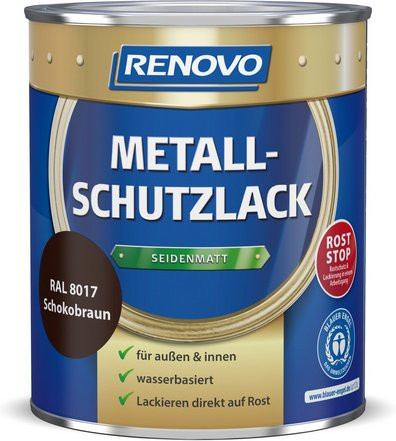 RENOVO Metallschutzlack braun wasserbasiert satinmatt 0,75 l - Bild 1
