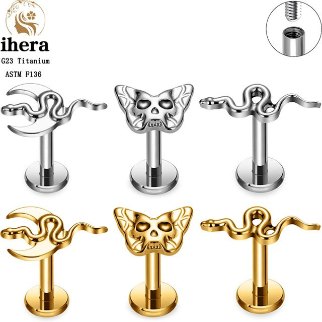 ihera Schlangen-Labret-Lippenstecker, Titan, Silber, Unisex - Bild 1