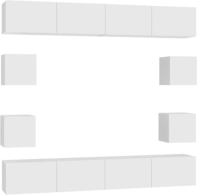 vidaXL 8-teiliges TV-Schrank-Set Weiß aus Holzwerkstoff für dein Wohnzimmer - Bild 1