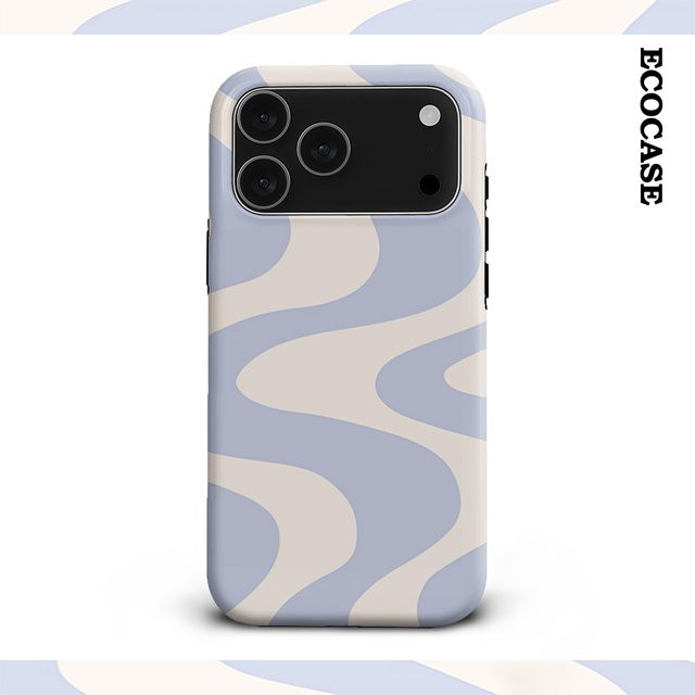 Potdemiel Handyhülle mit Wellenstruktur für iPhone 17 16 15 14 13 12 11 Pro Max Plus in Hellblau und Beige mit doppellagiger Rückseite - Bild 1
