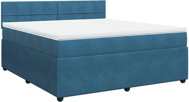 vidaXL Boxspringbett Hybrid mit Matratze aus Taschenfederkern in Blau, Samt, B/T: 180 x 200 cm - Bild 1