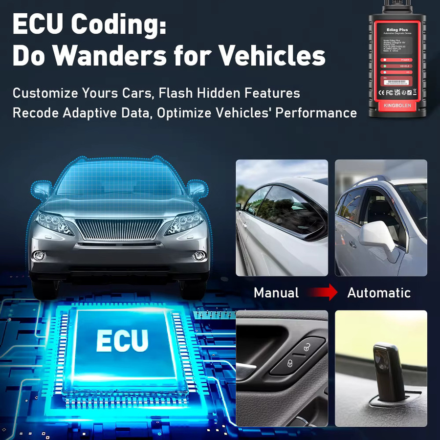 KINGBOLEN Ediag Plus Bluetooth-Scanner Schwarz: Bidirektionales OBD2-Diagnosetool für alle Systeme mit ECU-Codierung, kompatibel mit iOS und Android - Bild 5