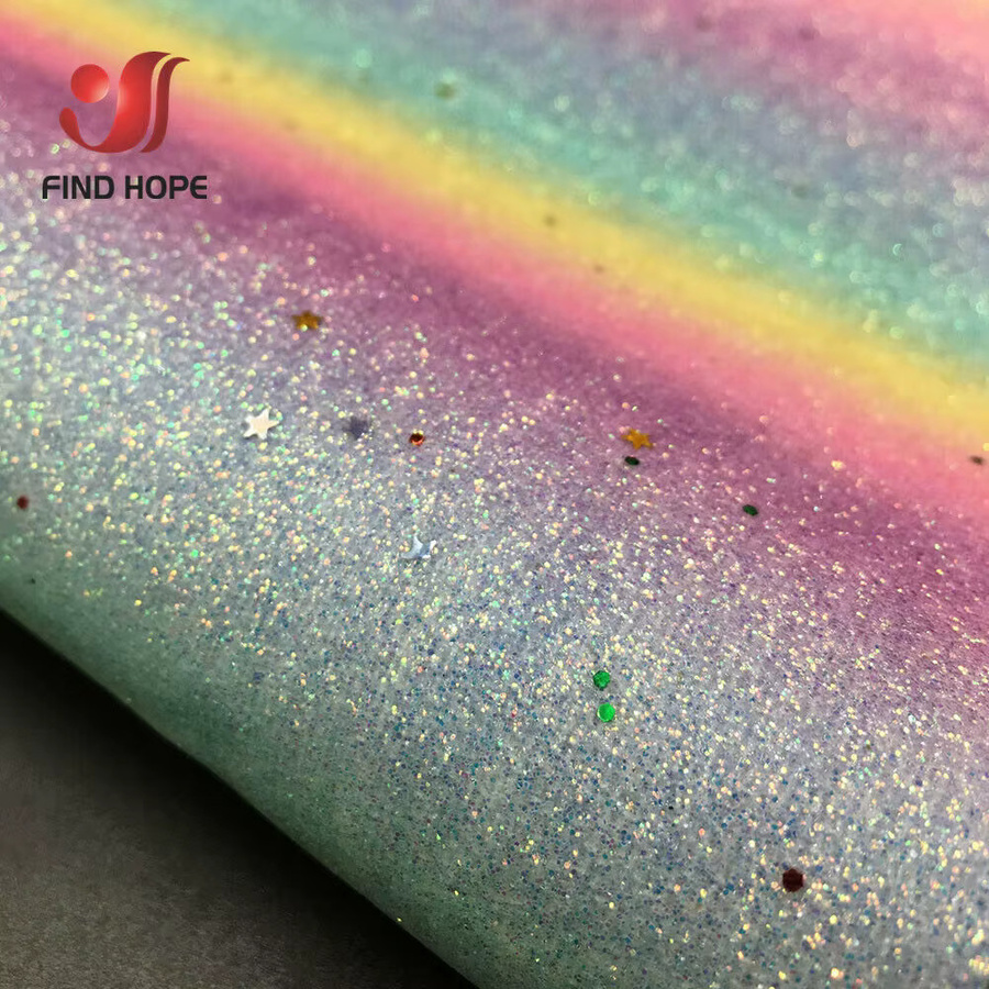 Glitzerndes PU-Kunstleder mit Blumendruck in Multicolour für DIY-Bastelprojekte und Ohrringherstellung - Bild 3