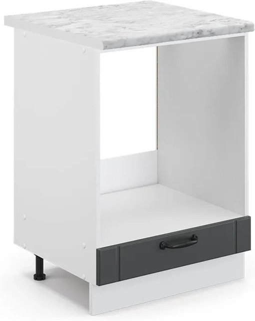 Vicco Herdumbauschrank Fame-Line in Anthrazit und Weiß im Landhausstil mit Marmor-Optik, B/T/H: 60 x 60 x 82 cm - Bild 1