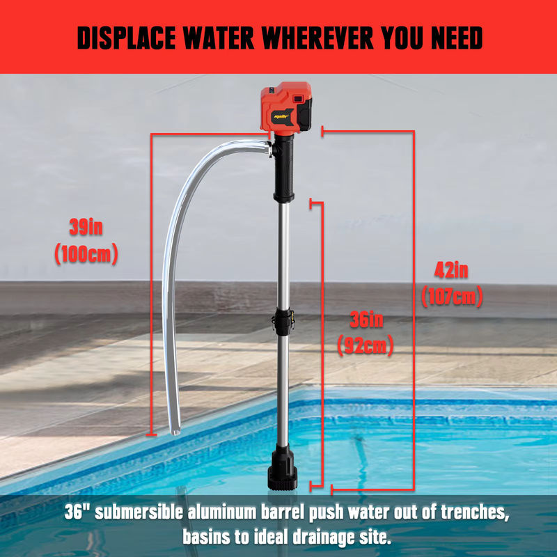 Bürstenlose Akku-Wassertransferpumpe mit Stab, kompatibel mit Milwaukee 18 V, rote Tiefbrunnenpumpe für Pool und Gartenteich (nur Werkzeug) - Bild 3