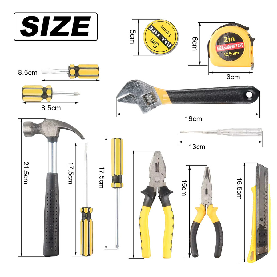 WOZOBUY Multifunktionales Handwerkzeug-Set in Schwarz mit Schraubenschlüsseln und Schraubendrehern für die Hauswartung - Bild 2