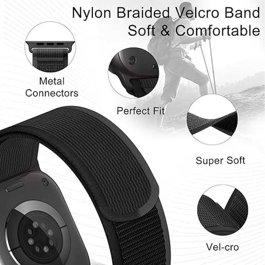 XIAOLU Trail Loop Sportarmband für Apple Watch Ultra und Series 11 10 9 8 7 SE, Farbe: Schwarz, Unisex - Bild 1