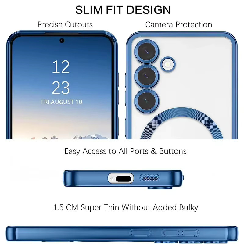 Transparente MagSafe Magnetische Silikonhülle für Samsung Galaxy S26 S25 S24 S23 S22 S21 Ultra Plus FE in Silber - Bild 4