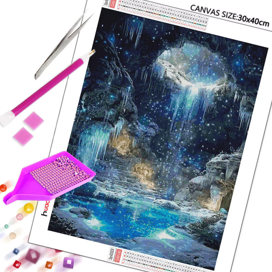 Huacan 5D-Diamantgemälde Wasserfall-Landschaft mit runden Bohrern als Mosaik-Fantasy-Gemälde zur Heimdekoration B/H: 20 x 30 cm - Bild 2